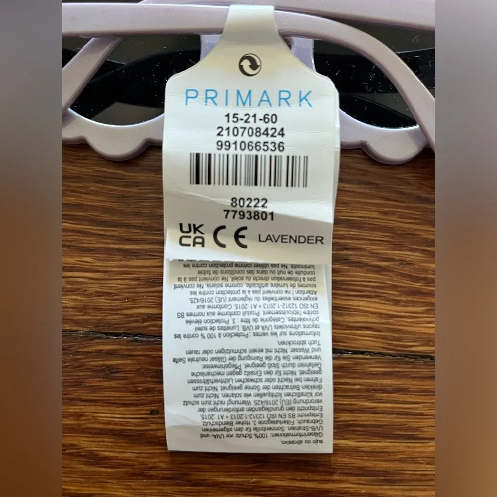 NWT Primark UV Protection Lavender Flower-Shaped Sunglasses Infant One Size